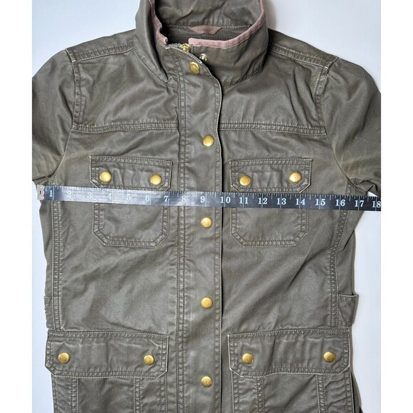 J Crew Jacket Womens XS Green Waxed Cotton Field Utility Coat Preppy Outdoors - Picture 11 of 16